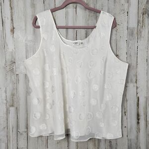 Cato Floral Mesh Tank Top White Size 26-28